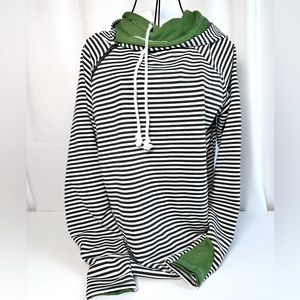 Double Hooded Striped Hoodie  NWOT Sz Small